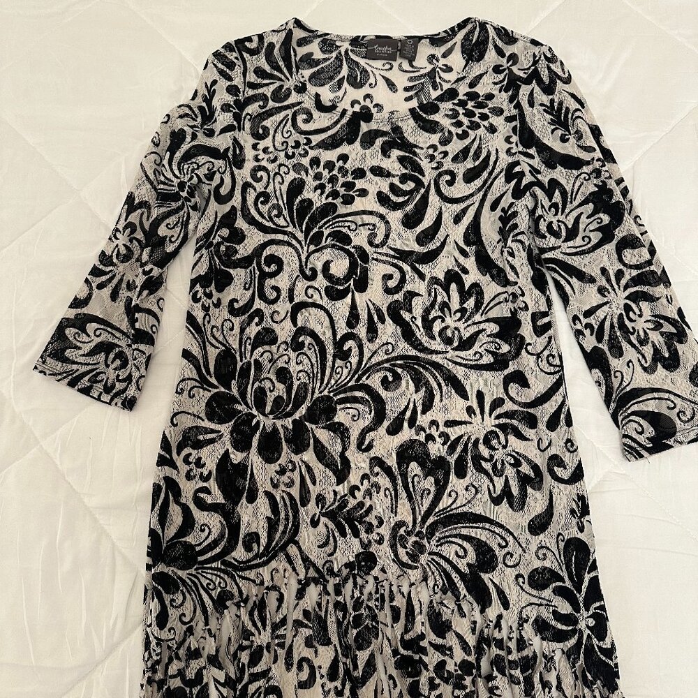 Chico's Black and White Fringed Tunic Skirt